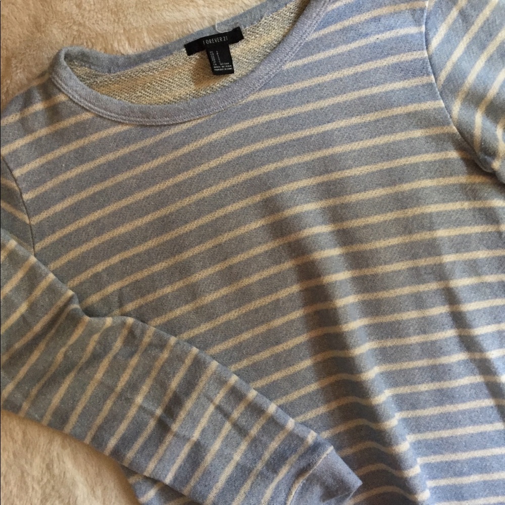 Forever 21 Striped Blue Light-Knit Sweater